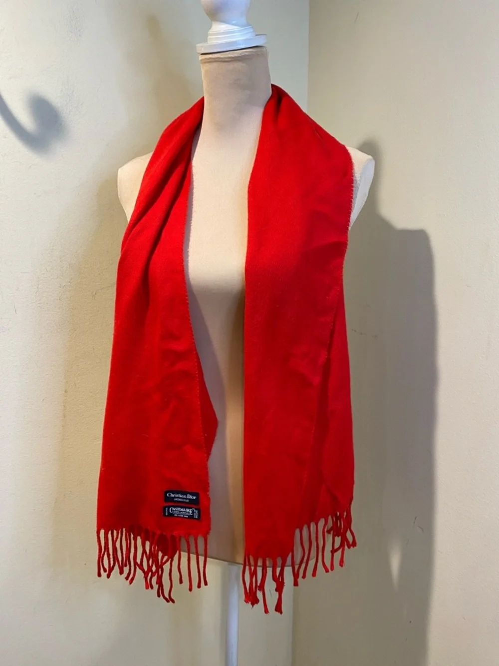 Dior Vibrant Red Fringed Scarf